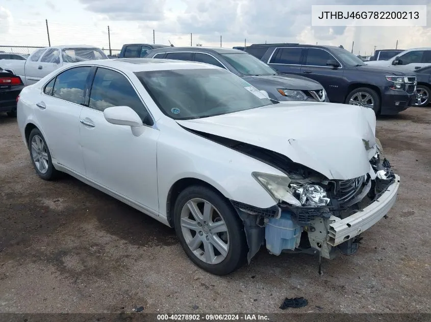 2008 Lexus Es 350 VIN: JTHBJ46G782200213 Lot: 40278902