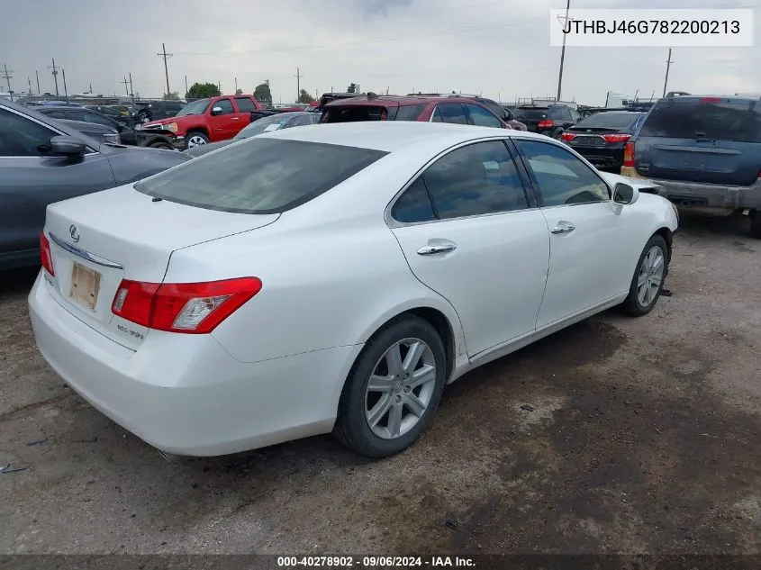 2008 Lexus Es 350 VIN: JTHBJ46G782200213 Lot: 40278902