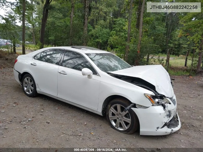 2008 Lexus Es 350 VIN: JTHBJ46G882242258 Lot: 40347309