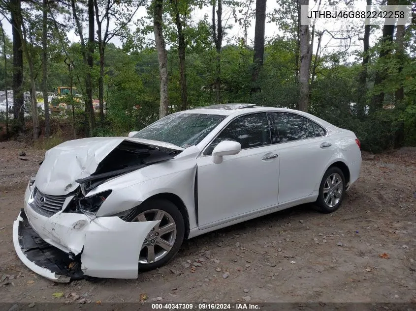 2008 Lexus Es 350 VIN: JTHBJ46G882242258 Lot: 40347309