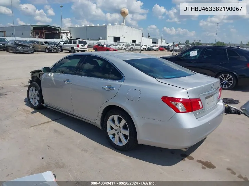 2008 Lexus Es 350 VIN: JTHBJ46G382190067 Lot: 40349417