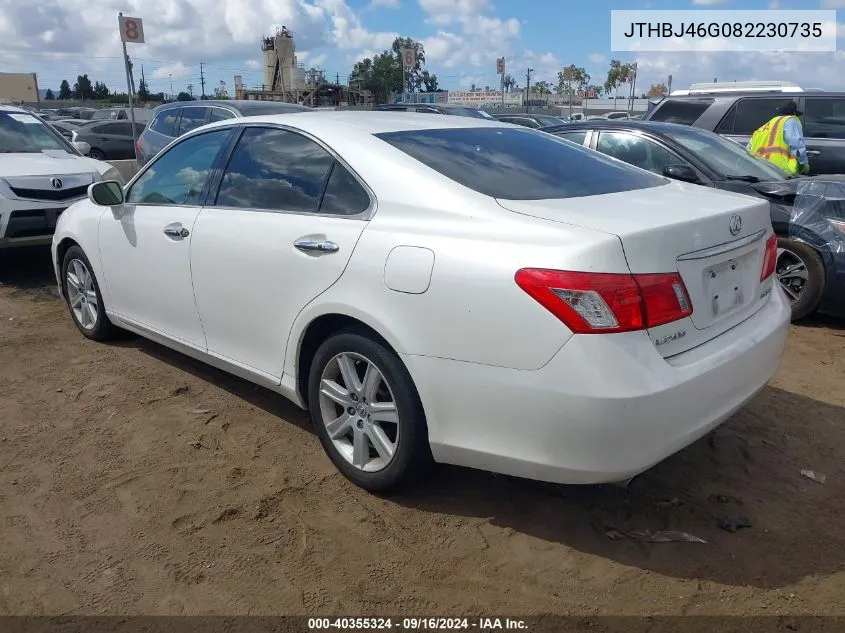 2008 Lexus Es 350 350 VIN: JTHBJ46G082230735 Lot: 40355324