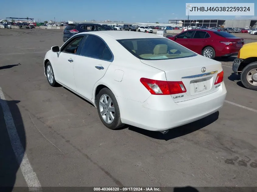 2008 Lexus Es 350 VIN: JTHBJ46G382259324 Lot: 40366320