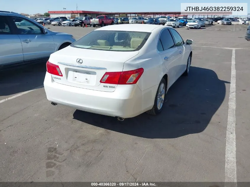 2008 Lexus Es 350 VIN: JTHBJ46G382259324 Lot: 40366320