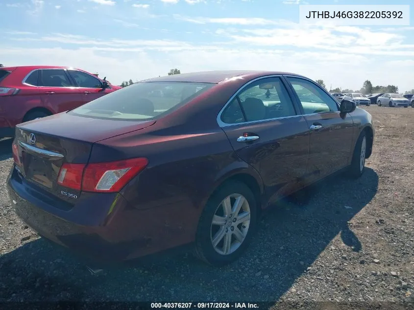 2008 Lexus Es 350 VIN: JTHBJ46G382205392 Lot: 40376207