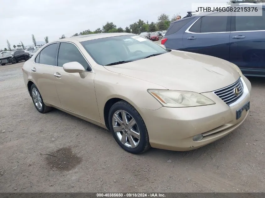 2008 Lexus Es 350 VIN: JTHBJ46G082215376 Lot: 40385650