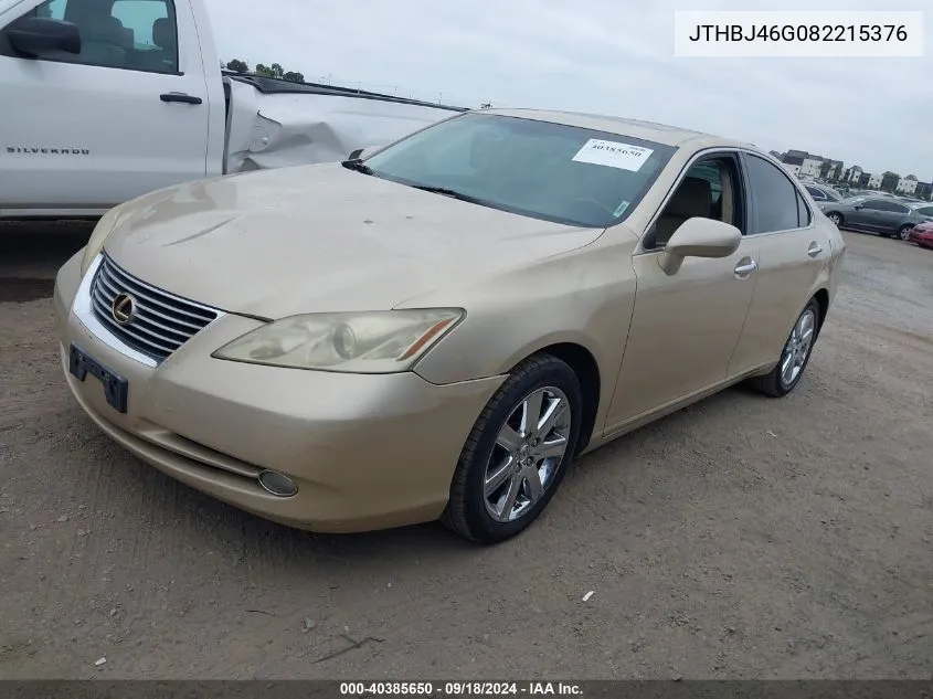 2008 Lexus Es 350 VIN: JTHBJ46G082215376 Lot: 40385650