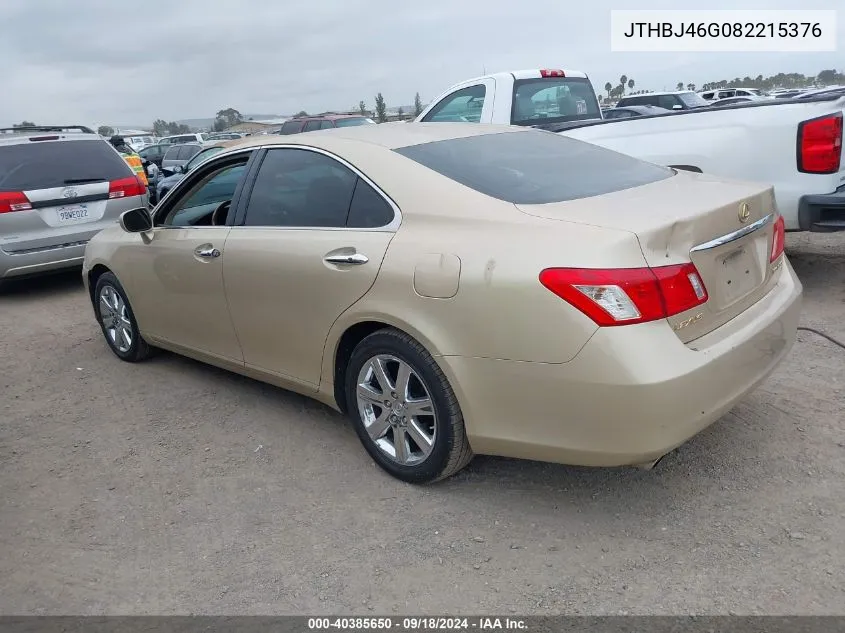 2008 Lexus Es 350 VIN: JTHBJ46G082215376 Lot: 40385650