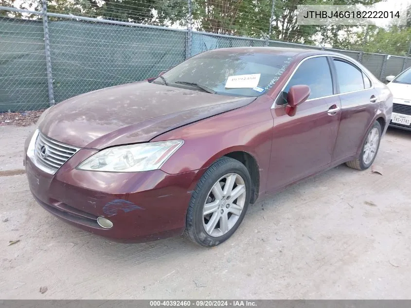 JTHBJ46G182222014 2008 Lexus Es 350