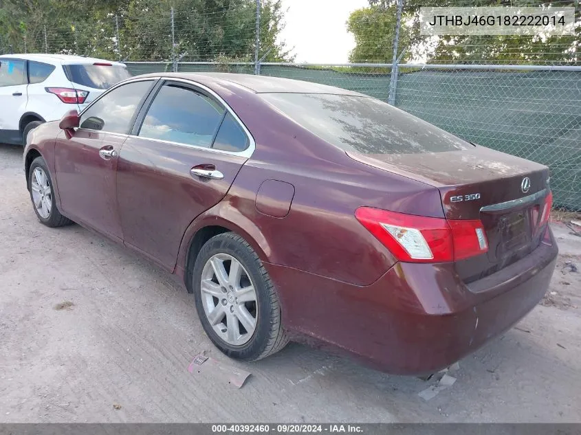 2008 Lexus Es 350 VIN: JTHBJ46G182222014 Lot: 40392460