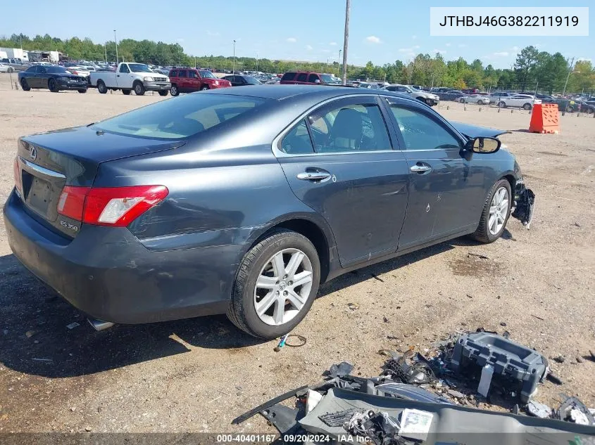 2008 Lexus Es 350 VIN: JTHBJ46G382211919 Lot: 40401167