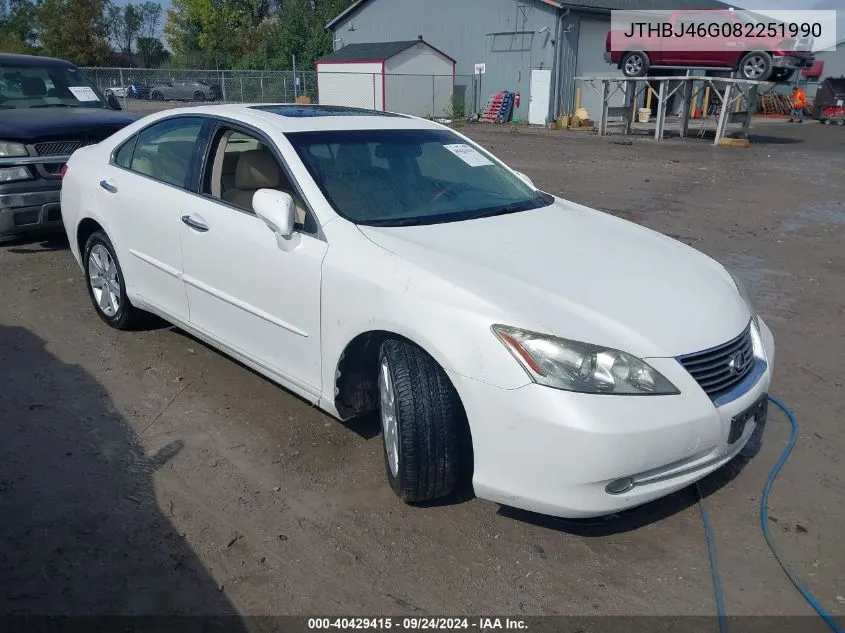 2008 Lexus Es 350 VIN: JTHBJ46G082251990 Lot: 40429415