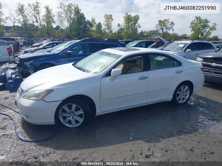 2008 Lexus Es 350 VIN: JTHBJ46G082251990 Lot: 40429415