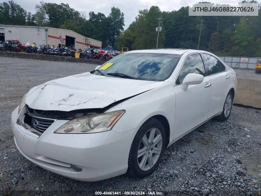 2008 Lexus Es 350 VIN: JTHBJ46G882270626 Lot: 40461441