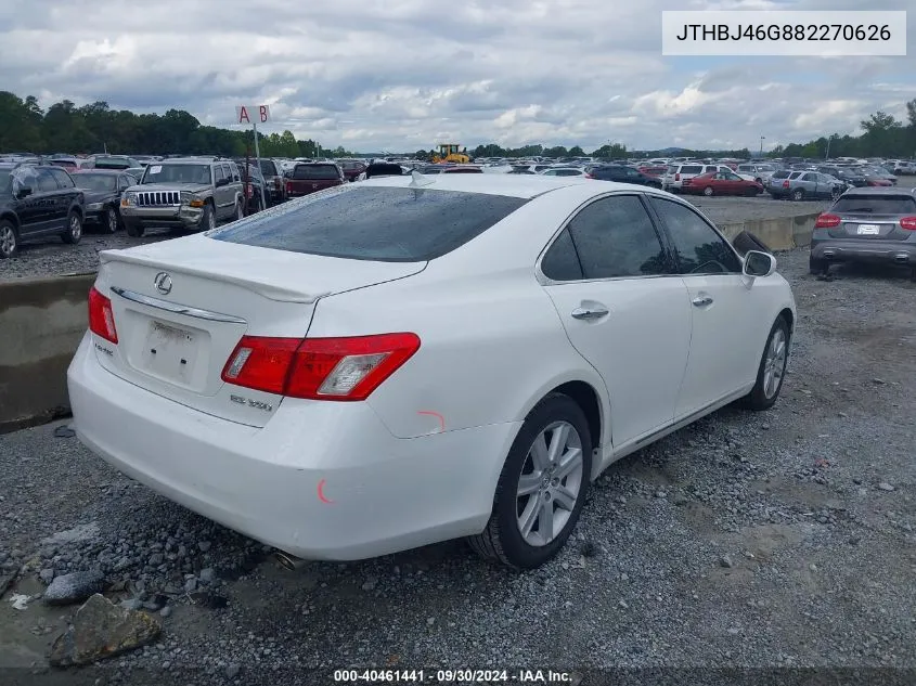 2008 Lexus Es 350 VIN: JTHBJ46G882270626 Lot: 40461441