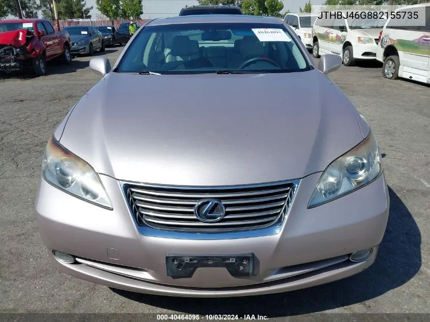 2008 Lexus Es 350 VIN: JTHBJ46G882155735 Lot: 40464095