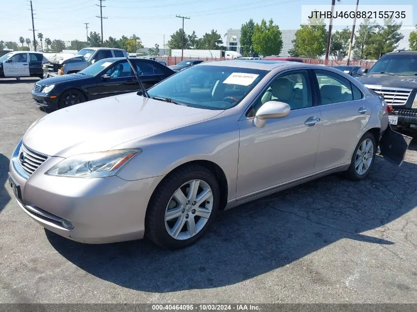 2008 Lexus Es 350 VIN: JTHBJ46G882155735 Lot: 40464095