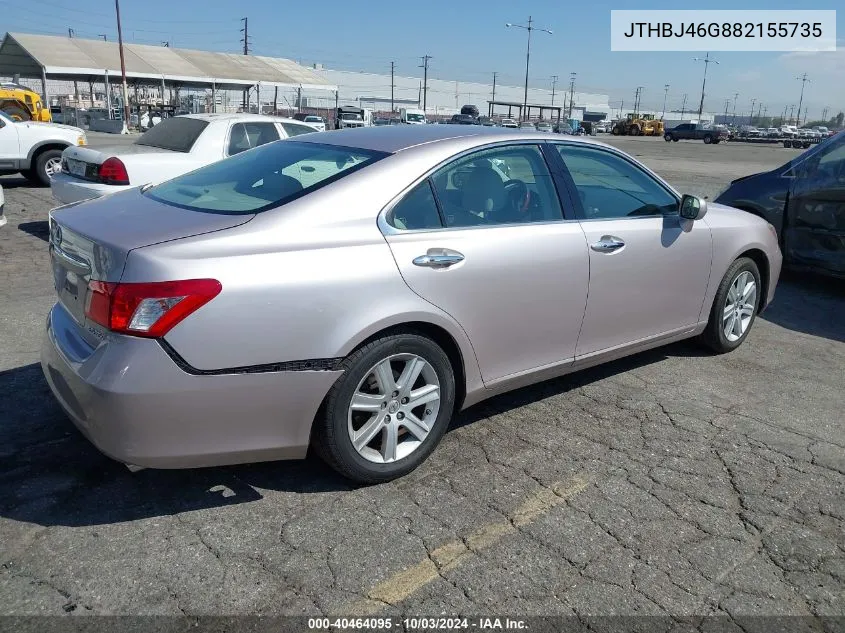 2008 Lexus Es 350 VIN: JTHBJ46G882155735 Lot: 40464095