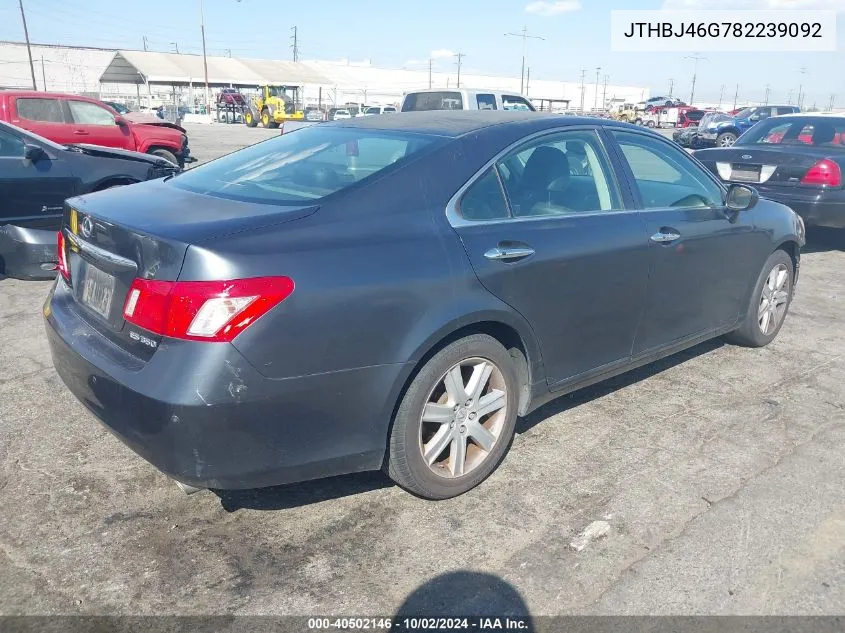 2008 Lexus Es 350 VIN: JTHBJ46G782239092 Lot: 40502146