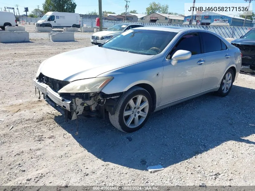 2008 Lexus Es 350 VIN: JTHBJ46G582171536 Lot: 40505982