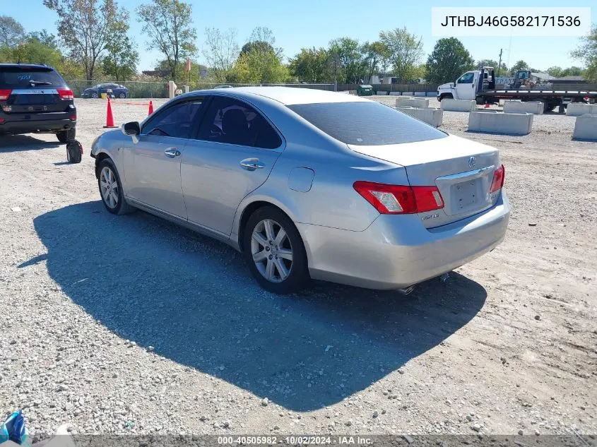 2008 Lexus Es 350 VIN: JTHBJ46G582171536 Lot: 40505982