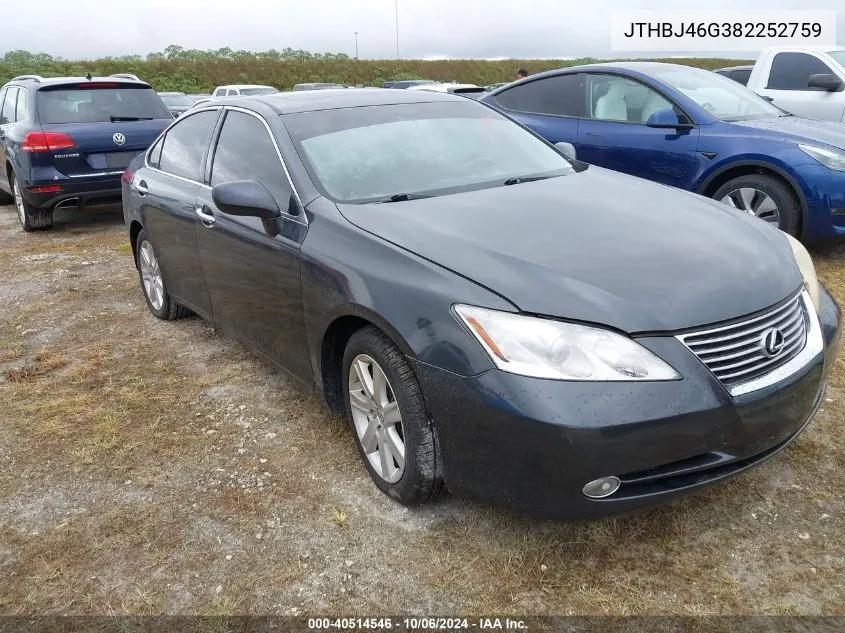 2008 Lexus Es 350 350 VIN: JTHBJ46G382252759 Lot: 40514546