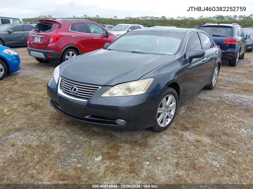 2008 Lexus Es 350 350 VIN: JTHBJ46G382252759 Lot: 40514546