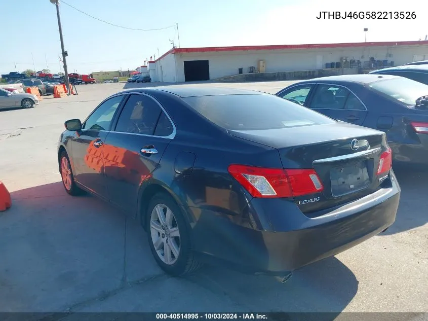 2008 Lexus Es 350 VIN: JTHBJ46G582213526 Lot: 40514995