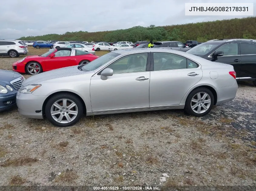 2008 Lexus Es 350 350 VIN: JTHBJ46G082178331 Lot: 40515529