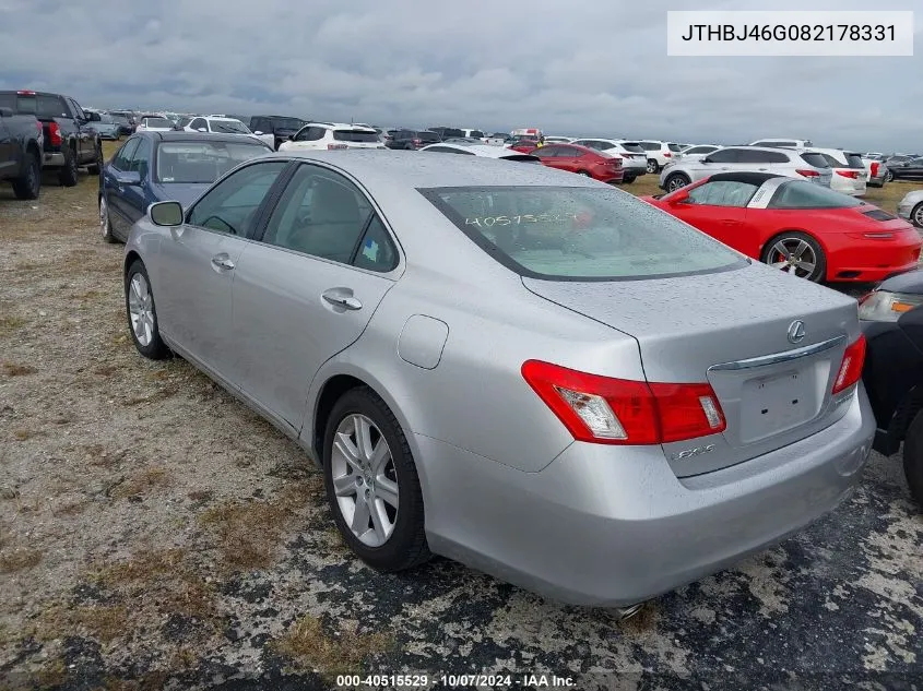 2008 Lexus Es 350 350 VIN: JTHBJ46G082178331 Lot: 40515529