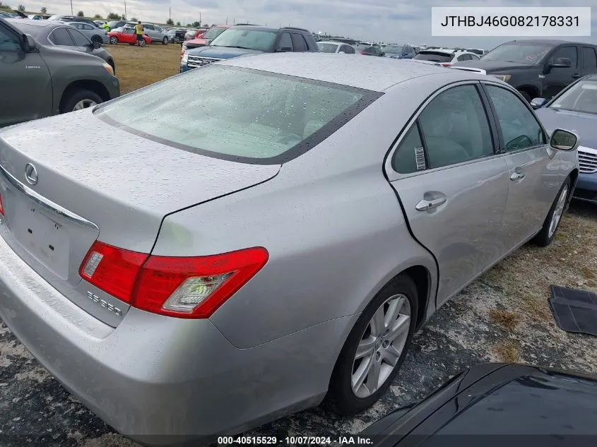 2008 Lexus Es 350 350 VIN: JTHBJ46G082178331 Lot: 40515529