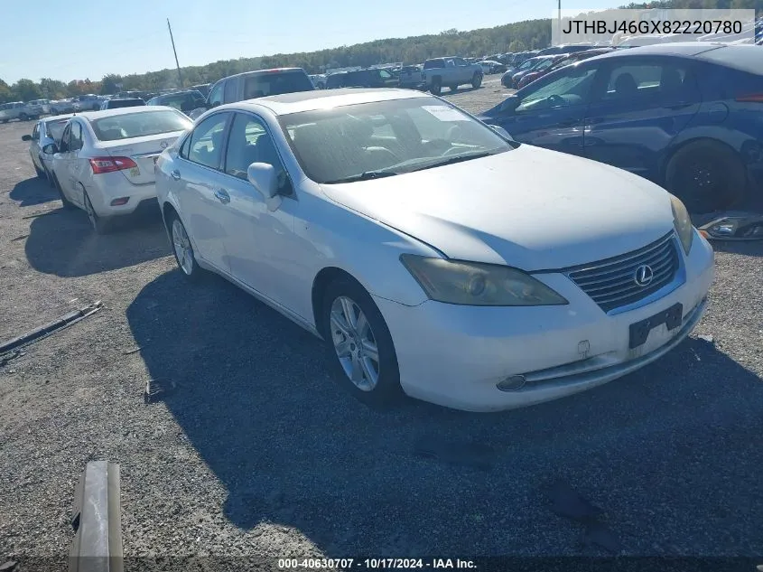 2008 Lexus Es 350 Base (A6) VIN: JTHBJ46GX82220780 Lot: 40630707