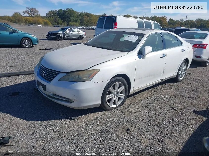 2008 Lexus Es 350 Base (A6) VIN: JTHBJ46GX82220780 Lot: 40630707