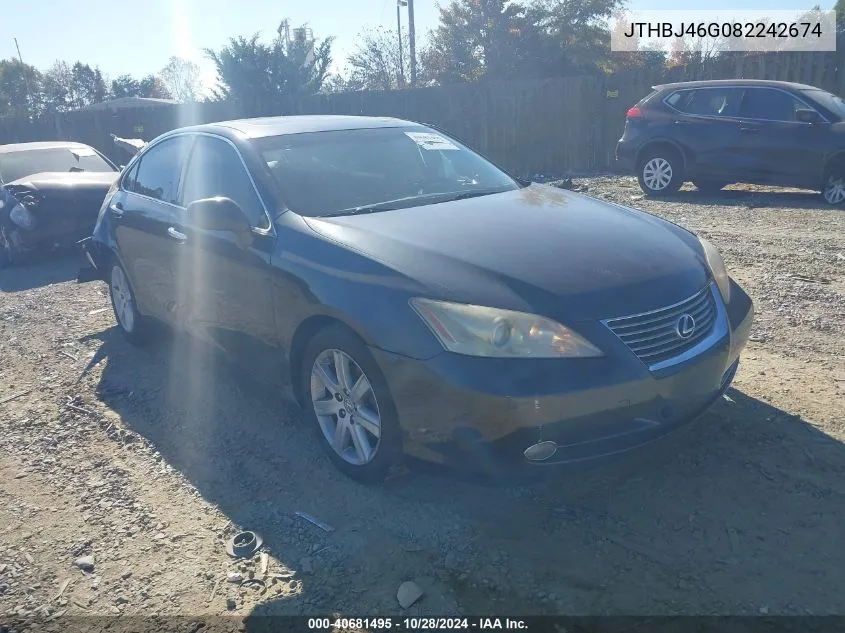 2008 Lexus Es 350 VIN: JTHBJ46G082242674 Lot: 40681495