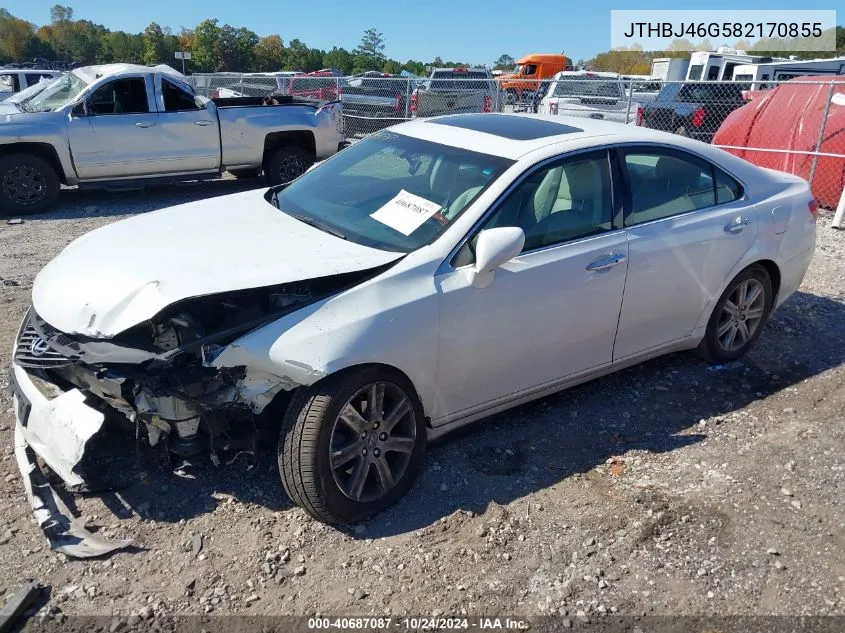 2008 Lexus Es 350 VIN: JTHBJ46G582170855 Lot: 40687087