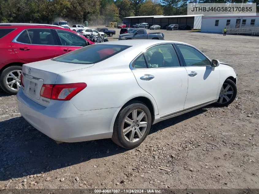 2008 Lexus Es 350 VIN: JTHBJ46G582170855 Lot: 40687087