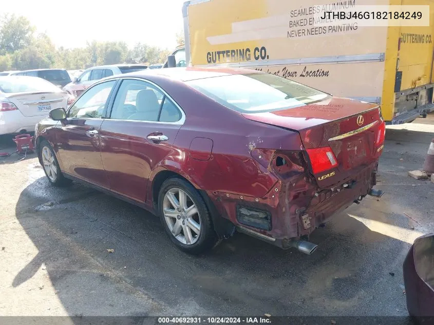 2008 Lexus Es 350 VIN: JTHBJ46G182184249 Lot: 40692931