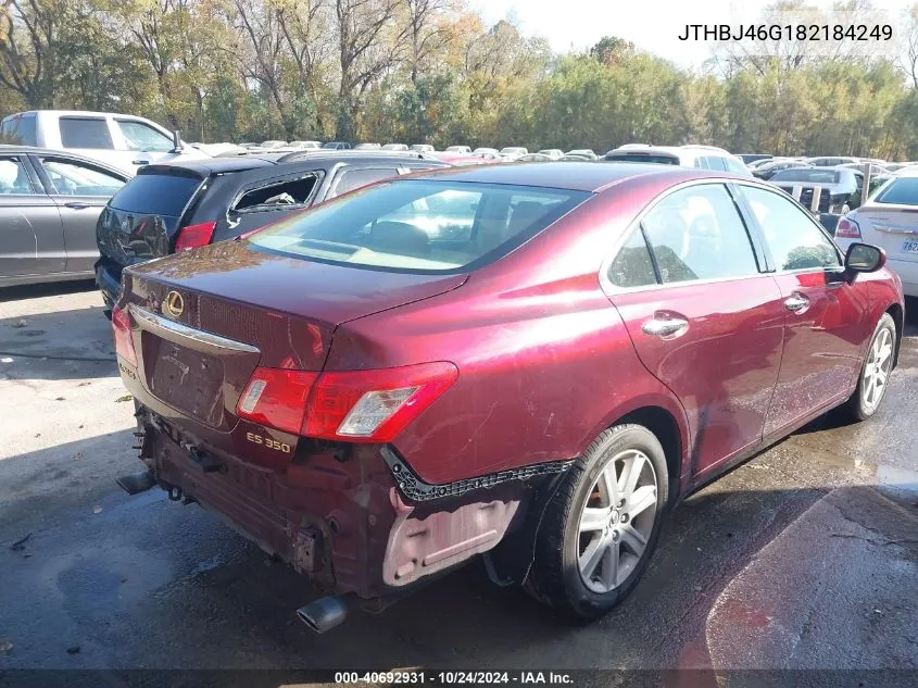 2008 Lexus Es 350 VIN: JTHBJ46G182184249 Lot: 40692931