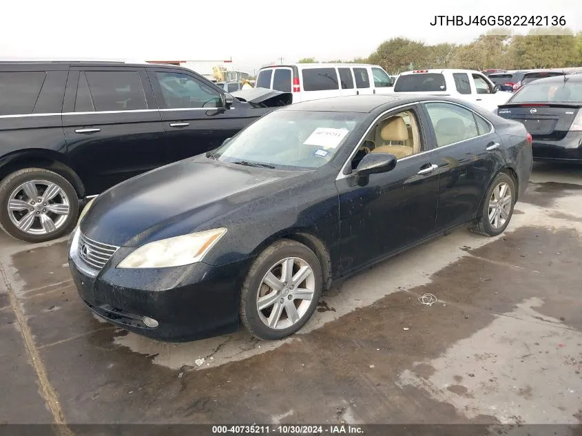 2008 Lexus Es 350 VIN: JTHBJ46G582242136 Lot: 40735211