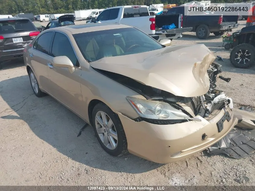 2009 Lexus Es 350 350 VIN: JTHBJ46G192286443 Lot: 12097423