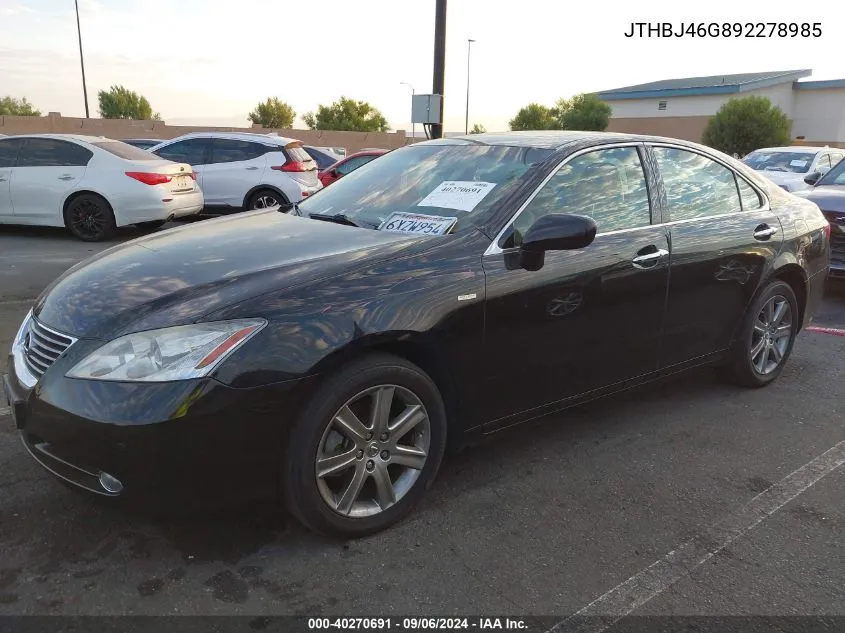 2009 Lexus Es 350 VIN: JTHBJ46G892278985 Lot: 40270691