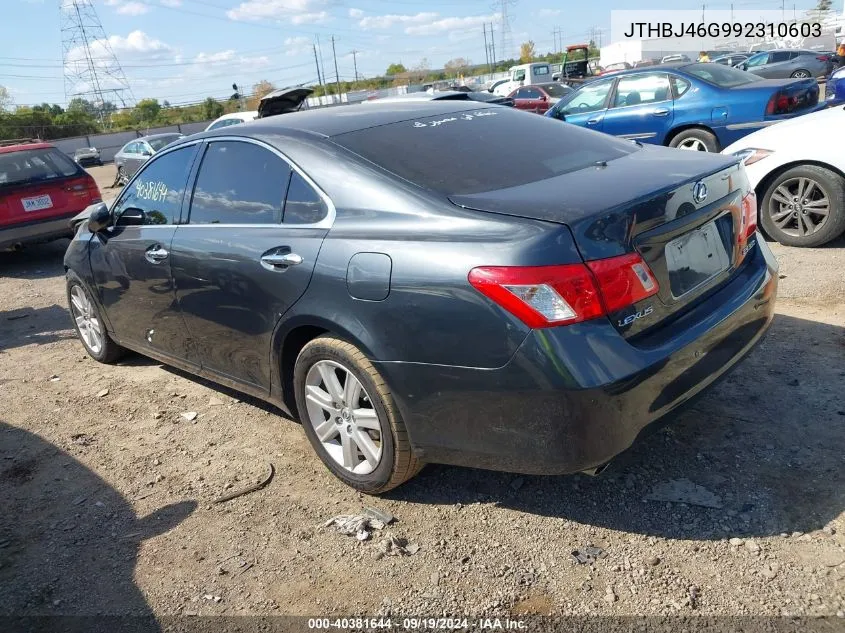 2009 Lexus Es 350 VIN: JTHBJ46G992310603 Lot: 40381644