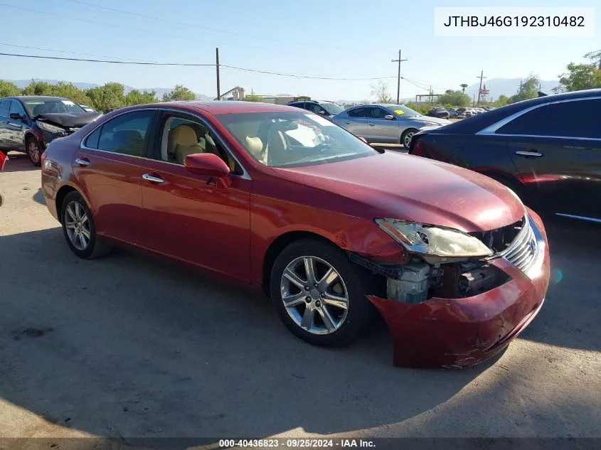 2009 Lexus Es 350 VIN: JTHBJ46G192310482 Lot: 40436823