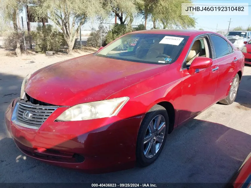 2009 Lexus Es 350 VIN: JTHBJ46G192310482 Lot: 40436823