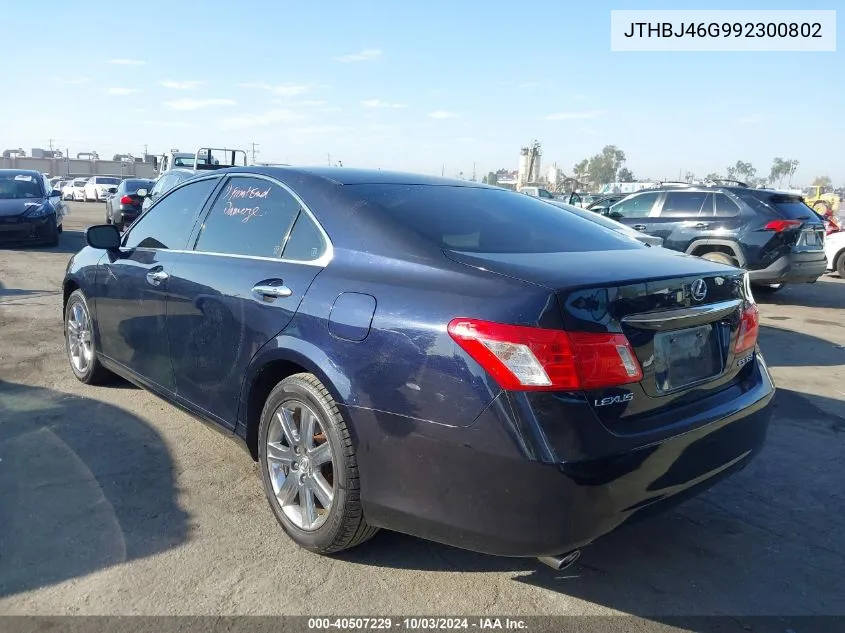 2009 Lexus Es 350 VIN: JTHBJ46G992300802 Lot: 40507229