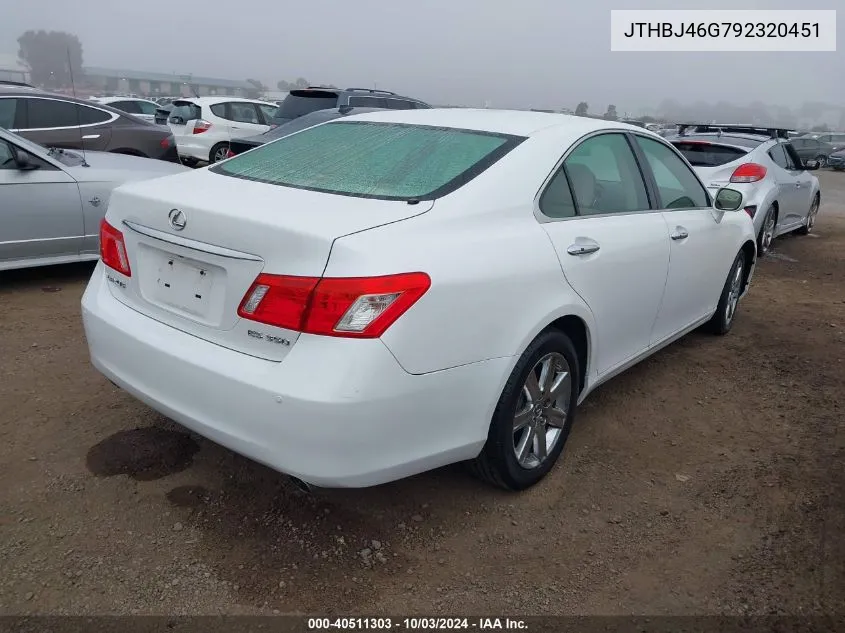 2009 Lexus Es 350 VIN: JTHBJ46G792320451 Lot: 40511303