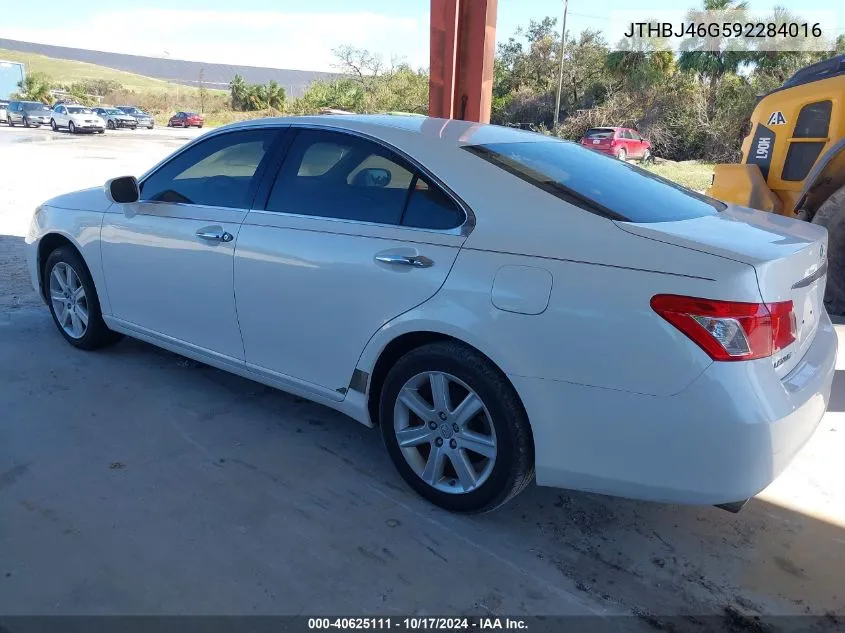 2009 Lexus Es 350 350 VIN: JTHBJ46G592284016 Lot: 40625111