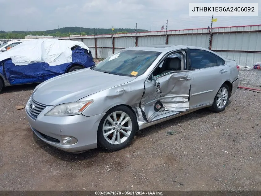 2010 Lexus Es 350 VIN: JTHBK1EG6A2406092 Lot: 39471578