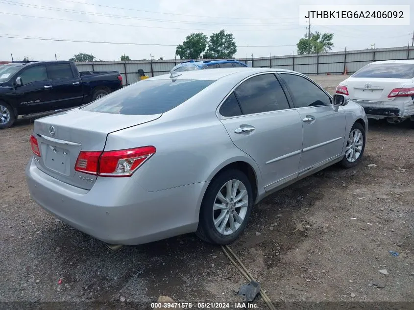 2010 Lexus Es 350 VIN: JTHBK1EG6A2406092 Lot: 39471578