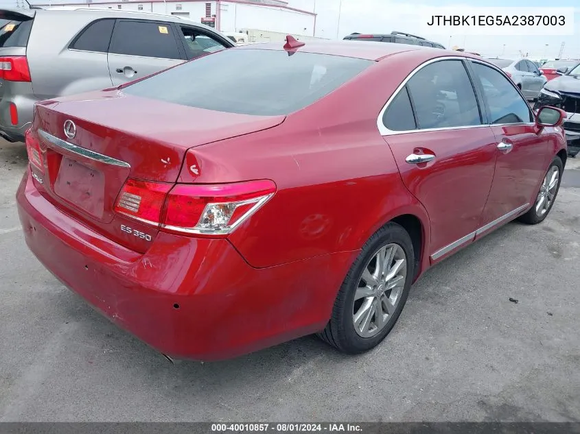 JTHBK1EG5A2387003 2010 Lexus Es 350